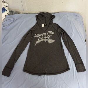 Kansas City Chiefs Women's Charcoal long sleeve top with hoodie